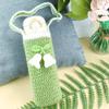 Handmade Crochet Water Bottle holderwith Handle Strap, Crochet Lily of The Valley Cup Sleeves Thermal Insulation Bottle Sleeve Boho Bottle Carrier for Hiking Cycling Fitness,Green view 3
