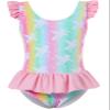 Vieille 4t Swimsuit Girls Bathing Suit Kids One Piece Swimsuits Size 4 5 Ruffle Swimwear with Pink Skirt view 1