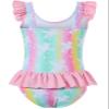 Vieille 4t Swimsuit Girls Bathing Suit Kids One Piece Swimsuits Size 4 5 Ruffle Swimwear with Pink Skirt view 2