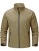 TACVASEN Fleece Jacket Men Softshell Waterproof Rain Jacket Insulated Windbreaker with Zipper Pockets Lightweight for Hiking Athletic Khaki L view 1
