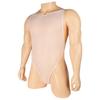 Sissy Men's Hollow Out Bodysuit Sheer Round Neck Sleeveless Shapewear Open Back Party Top Clubwear White view 2
