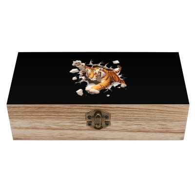 Cute Tiger Wooden Storage Box Decorative Boxes with Lids Memory Box Jewelry Organizer for Women Men