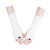 WATAME Arm Warmers Women Winter Long Fingerless Gloves Knitted Wrist Warmers with Thumb Hole Arm Sleeve Pack (White, 22cm) view 1