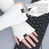 WATAME Arm Warmers Women Winter Long Fingerless Gloves Knitted Wrist Warmers with Thumb Hole Arm Sleeve Pack (White, 22cm) view 4