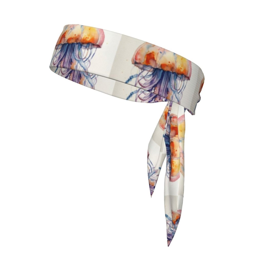 Jellyfish Pattern Print Headband,Dry Head Sport Theme Hair Band,Elastic Sports Sweat Basketball Sweatband