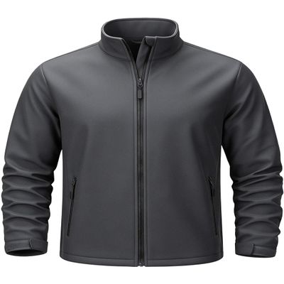 TACVASEN Mens Softshell Jacket Warm Waterproof Rain Jacket Winter Coat for Men Stand Collar Lightweight Windproof Insulated for Camping Dark Grey 2XL