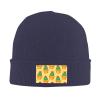 MULIHU Cactus Plant Seamless Pattern Beanie Hat for Men Women Winter Warm Knit Hats Ski Hat Skull Cap Navy Blue view 2