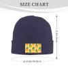 MULIHU Cactus Plant Seamless Pattern Beanie Hat for Men Women Winter Warm Knit Hats Ski Hat Skull Cap Navy Blue view 3
