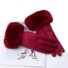 Women's Winter Thicken Full Finger Leather Sports Cycling Warm Gloves Pink One Size view 2