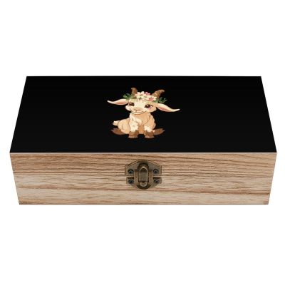 Goat Wooden Storage Box Decorative Boxes with Lids Memory Box Jewelry Organizer for Women Men