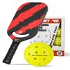 Warping Point Carbon Fiber Pickleball Paddle & 12 Pack Outdoor Practice Pickleball Balls | Aero Throat & Thermoformed Polypropylene Honeycomb Core | Textured Carbon Grit Surface | Power view 1