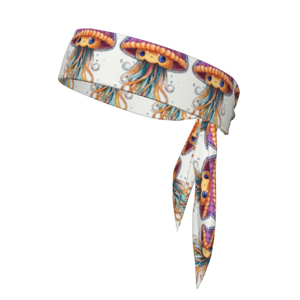 Colorful Jellyfish Print Headband,Dry Head Sport Theme Hair Band,Elastic Sports Sweat Basketball Sweatband