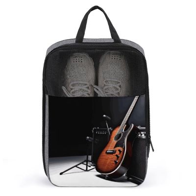 Shoe Bags for Travel Musical Instrument Guitar Shoe Pouch with Zipper Breathable Golf Shoe Bag for Men Women Outside Shoe Storage Organizer for Sport Business Trip Gym