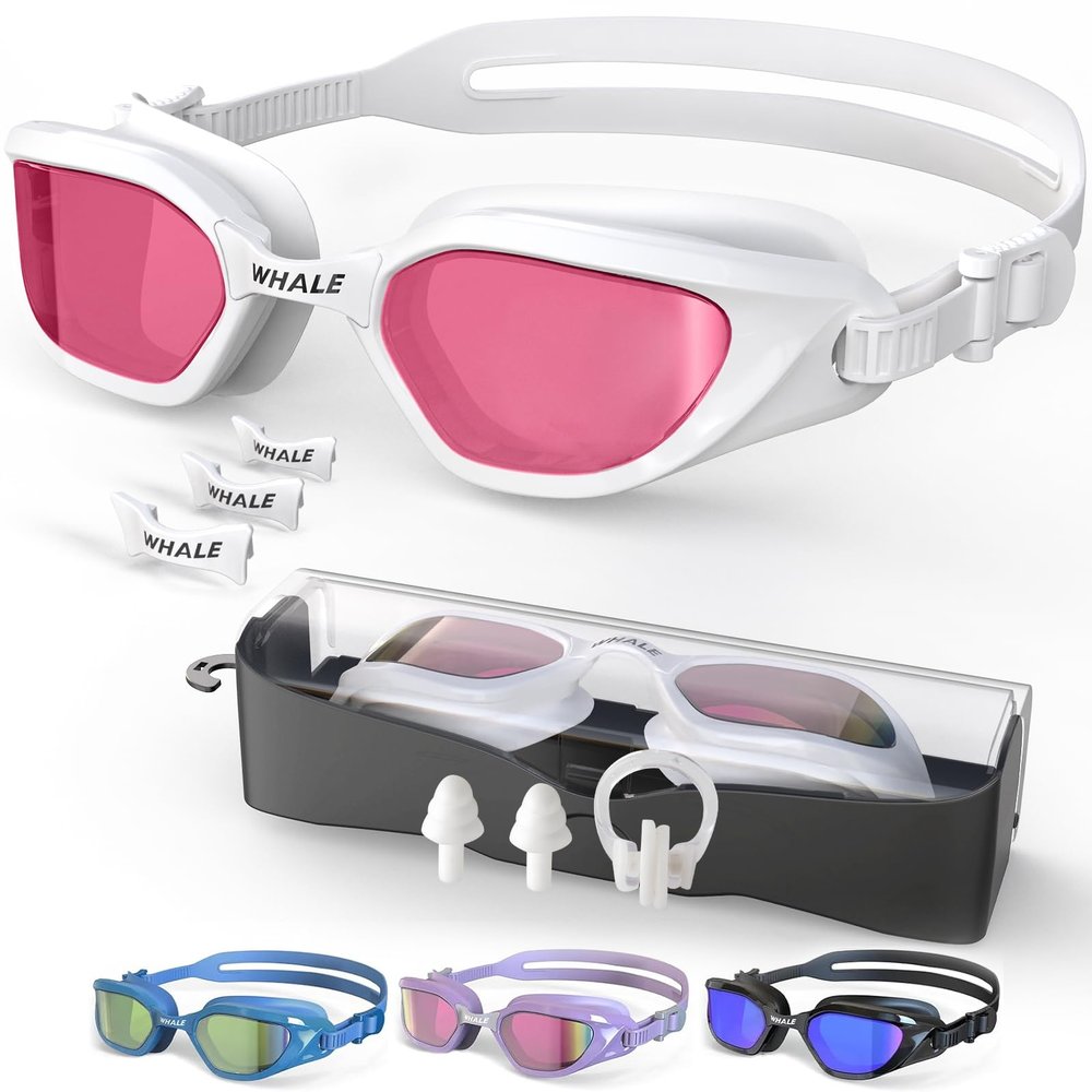 Whale Swim Goggles Adult Swim Goggles Anti Fog Swimming Goggles Wear Comfortable Polarizing Swimming Goggles For Men And Women(White)