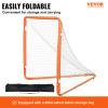 VEVOR Lacrosse Goal, 4' x 4' Portable Lacrosse Net for Small Kids, Folding Lacrosse Goal with Carry Bag, Iron Frame Backyard Training Equipment, Quick & Easy Setup, Perfect for Youth Training, Orange view 2