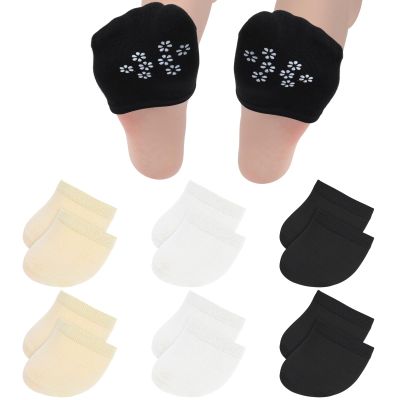 Abeillo 6 Pairs Half Socks for Women, No Show Toe Topper Socks, Invisible Non-Skid Half Seamless Mule Sock for Mules (Ladies Size 7-11, White, Black, Skin)