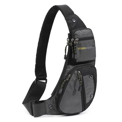 KPYWZER Nylon Sling Bag for Men Chest Bag Bicycle Travel Gym Backpack Daypack Crossbody Shoulder Bag Hiking Gray