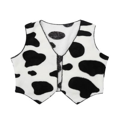 Hansber Unisex Kids Western Cowboys Cowgirls Soft Flannel Vest Cow Printed Vest Waistcoat Tops for Fancy Dress White 4 Years