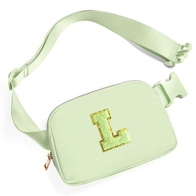 Gitus Gifts for 8 9 10 11 12 Year Old Girls Belt Bag Fanny Pack Crossbody Bags with Initial Letter Patch Cute Stuff Birthday Gifts for Teen Girls Women Personalized Trend Stuff (Light Green-L)