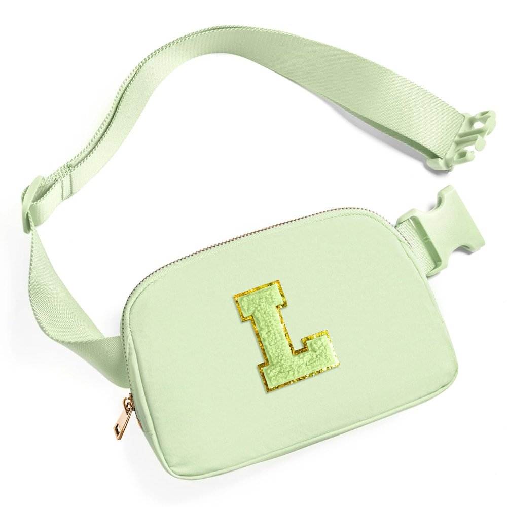 Gitus Gifts for 8 9 10 11 12 Year Old Girls Belt Bag Fanny Pack Crossbody Bags with Initial Letter Patch Cute Stuff Birthday Gifts for Teen Girls Women Personalized Trend Stuff (Light Green-L)
