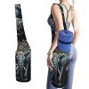 NWTRJ Two Elephants on Black Background Two Elephants Yoga Mat Bag Long Tote Yoga Bag with Large Side Pocket Yoga Mat Carrier Fit Most Size Mats view 1