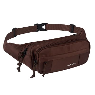 WATERFLY Fanny Pack Waist Packs: Large Crossbody Fanny Packs for Women Men with 5 Zipper Pockets Adjustable Strap Waist Bags Hip Pack for Traveling Cycling Running Hiking-Brown
