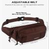 WATERFLY Fanny Pack Waist Packs: Large Crossbody Fanny Packs for Women Men with 5 Zipper Pockets Adjustable Strap Waist Bags Hip Pack for Traveling Cycling Running Hiking-Brown view 2