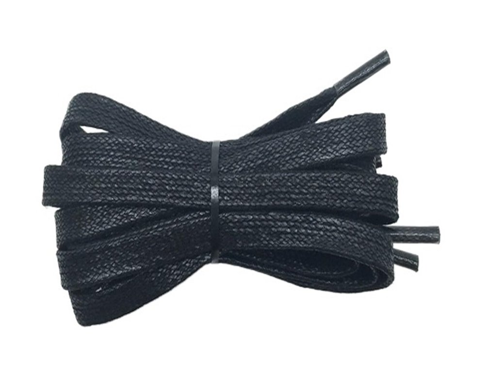 1Pair Waxed Flat Shoelaces Leather Waterproof Casual Shoes Laces Unisex Boots Shoelace Length 60 80 100 120 140 160 180CM P3(Black,60cm)