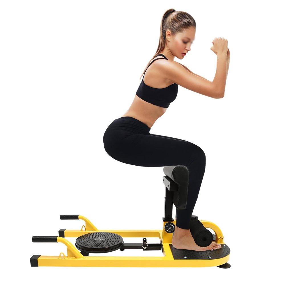 Deep Squat Machine, Multi-Function Deep Squat Bench Home Gym Workout Station Leg Exercise Machine, Adjustable Backrest, for Push-Up, Belt Squats, Super Stretching, Side Stretching, Front Lunges