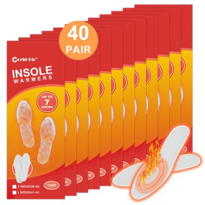 Insole Foot Warmers - Long Lasting Ultra Thin Foot Warmers Disposable for Men Women, Hot Pack for Feet, Air Activated Heated Insoles, Up to 7 Hours of Heat, S(EU36-40), 40Pair
