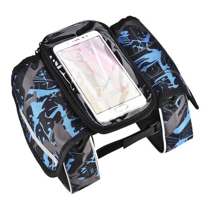 equlup 17x13x5cm / 6.7x5.1x2inch Bike Touch Screen Bag, Bike Phone Holder Bike Phone Mount Cell Phone Holder for 6.2inch Cellphone (Blue)