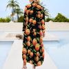 Peaches Fruit Women's Shirt Dress Casual Long Sleeve Button Down Shirt Dresses Loose Maxi Dresses 3XL view 2