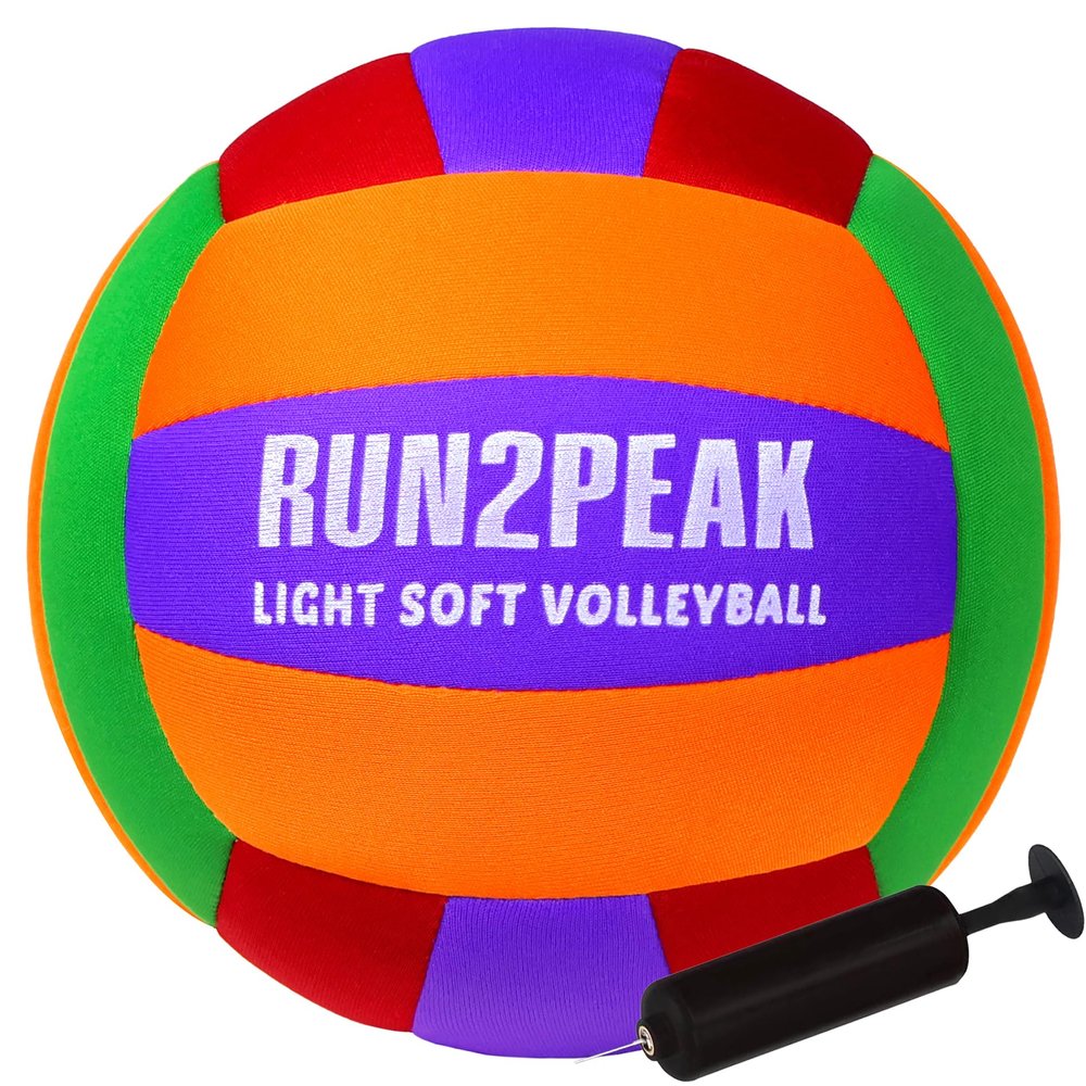 RUN2PEAK Super Soft Light Volleyball - Safe and Quiet Volleyball Ball for Indoor Outdoor Play - Official Size 5 Beginners Volleyballs Trainer for House Yard Beach Training