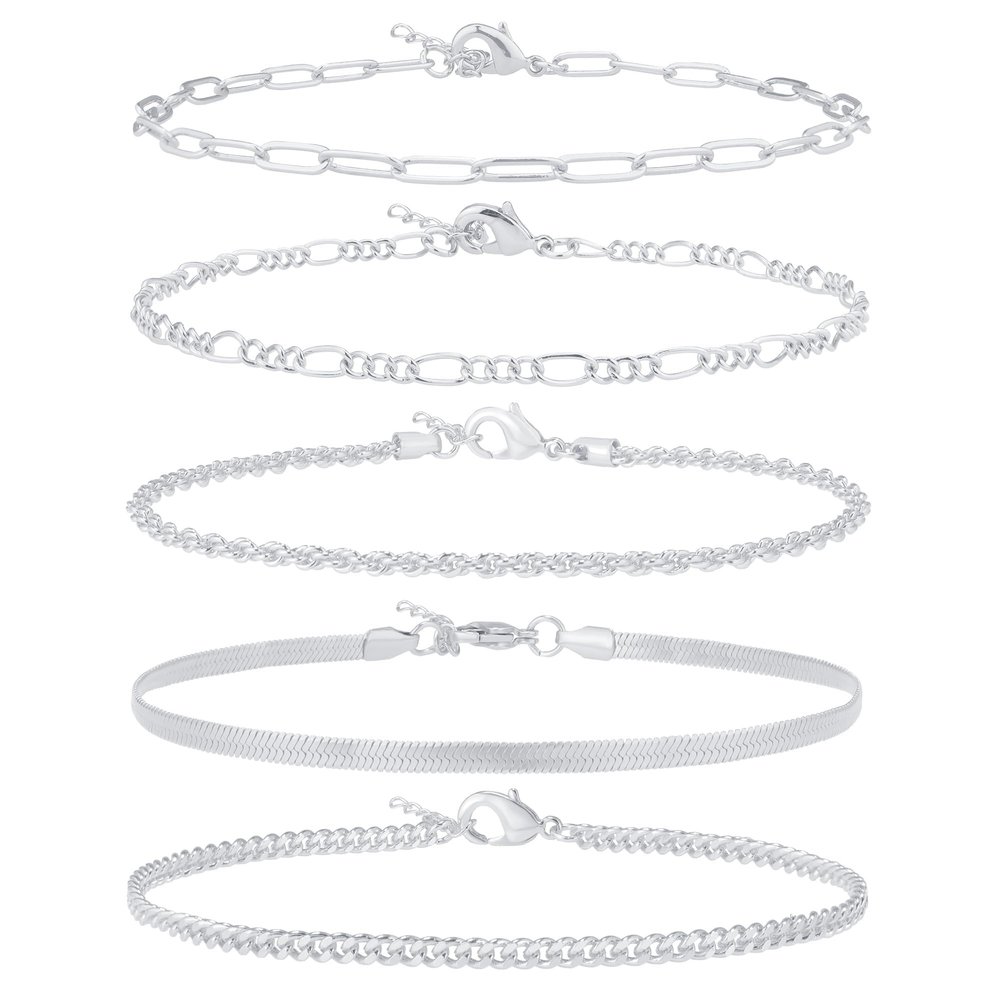 AOZEL Extra Large Plus Size Silver Ankle Bracelets for Women 925 Silver Plated Anklets for Big Large Ankles Non Tarnish 12 inch Cuban Link Anklet Bracelet