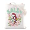 ENSIANTH Horror Movie Merch Tote Bag Sally Lover Gift Spooky Season Gift Halloween Skellington Handbag (S flower bag) view 1