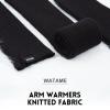 WATAME Arm Warmers Women Winter Long Fingerless Gloves Knitted Wrist Warmers with Thumb Hole Arm Sleeve Pack (Black+Black, 44cm) view 2