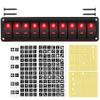 10 Gang Marine Rocker Switch Aluminum Panel Waterproof 12V-24V 5Pin SPST ON Off LED Toggle Switch Dashboard, Boat Light Switch Panel for Race Car RV ATV UTV Truck Van (Red) view 1