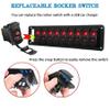 10 Gang Marine Rocker Switch Aluminum Panel Waterproof 12V-24V 5Pin SPST ON Off LED Toggle Switch Dashboard, Boat Light Switch Panel for Race Car RV ATV UTV Truck Van (Red) view 4