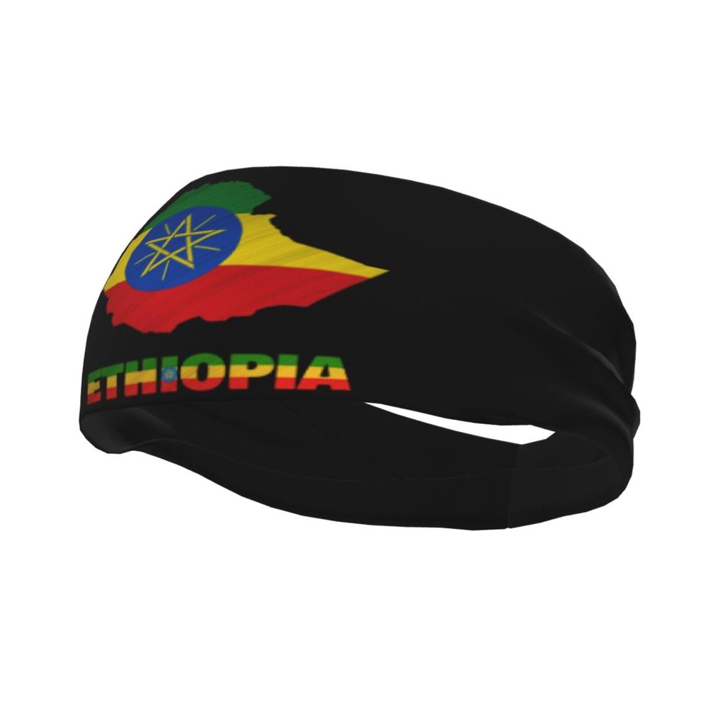 Headband Ethiopia Ethiopians Flag Map Sports Sweatbands for Men Women Workout Athletic Running Yoga Basketball Gym Unisex Hairband Wristbands
