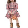 AGQT Toddler Girls Christmas Plaid Dress Buffalo Check Shirt Pink and Black Grid Casual Long Sleeve A-Line Dresses with Belt Holiday Flannel Outfit Size 4-5 Years view 1