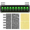 10 Gang 12V Marine LED Rocker Switch Panel Waterproof 24V 5 Pin SPST ON Off Toggle Switch Boat Navigation Light Switch Panel for Automotive Race Car RV ATV UTV Truck Jeep (Green) view 1