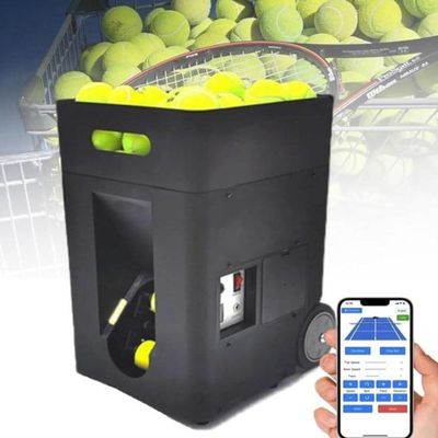 MAHWER Portable Tennis Ball Machine, Automatic Tennis Ball Launcher, Adjustable Angle, Speed, Rotation, for Beginners Solo Training Sports, 50 Large Capacity