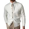 Men's Knitted Ribbed V Neck Sweater Cardigan Button Up Regular Fit Sweater Ribbed Long Sleeve Casual Sweaters (White,Small) view 1