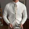 Men's Knitted Ribbed V Neck Sweater Cardigan Button Up Regular Fit Sweater Ribbed Long Sleeve Casual Sweaters (White,Small) view 3