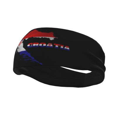 Headband Croat Croatian Flag Map Sports Sweatbands for Men Women Workout Athletic Running Yoga Basketball Gym Unisex Hairband Wristbands