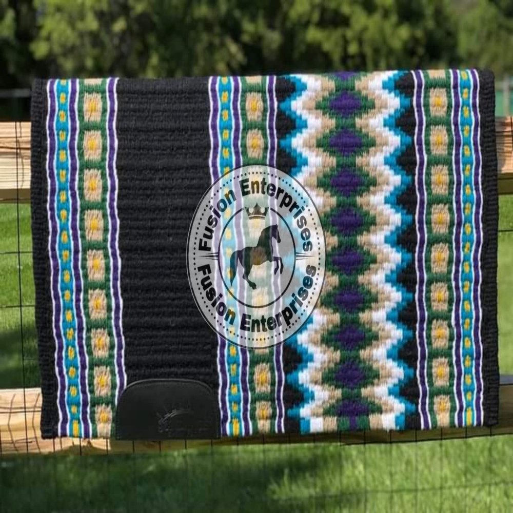 EQUIEMPRESS Western Show Saddle pad/New Zealand Wool Horse Western Saddle Blanket Top Wool Pad Sensor Flex (Customization Available) A303 (34" x 38")