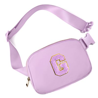 Gitus Gifts for 8 9 10 11 12 Year Old Girls Belt Bag Fanny Pack Crossbody Bags with Initial Letter Patch Cute Stuff Birthday Gifts for Teen Girls Women Personalized Trend Stuff (Lavender-G)
