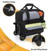 GOBUROS Single Ball Roller Bowling Bag with Wheels and Retractable Handle Extends to 35.4 Inches, Single Bowling Ball Bag with Shoe Compartment and Multiple Accessory Pockets, Black and Gray view 4