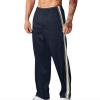 Finelylove Men's Athletic Pants Open Bottom Loose Fit Straight Twill Sweatpants Striped Track Pants Joggers with Pocket Pants for Men Fashion Navy M view 1