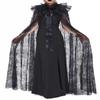 Aukmla Black Lace Cloak Long Sheer Collar Cape Halloween Costume Cosplay Robe for Women view 1